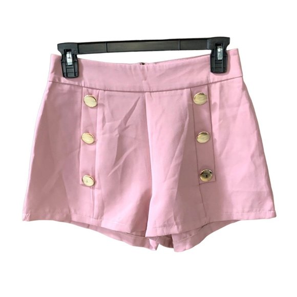 Shein Womens size small Pink Shorts Sailor Buttons Barbiecore Barbie Core Back Z - Picture 1 of 2